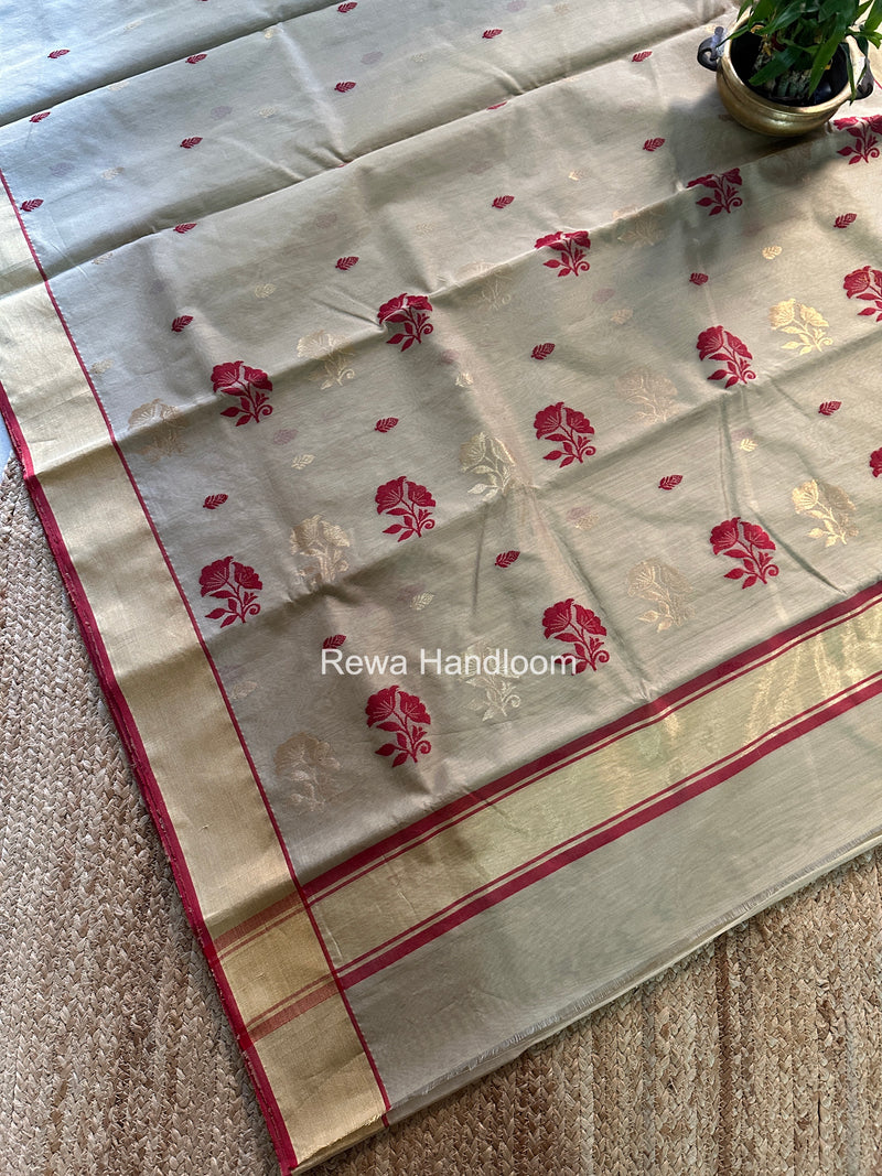 Beige Chanderi Butta Silk Saree BSC038
