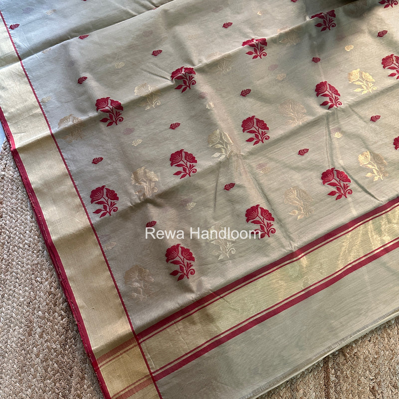Beige Chanderi Butta Silk Saree BSC038