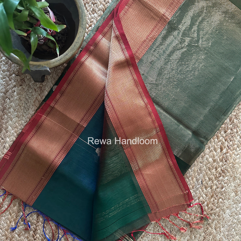 Maheshwari Green Shaded Butta Saree BLSS013