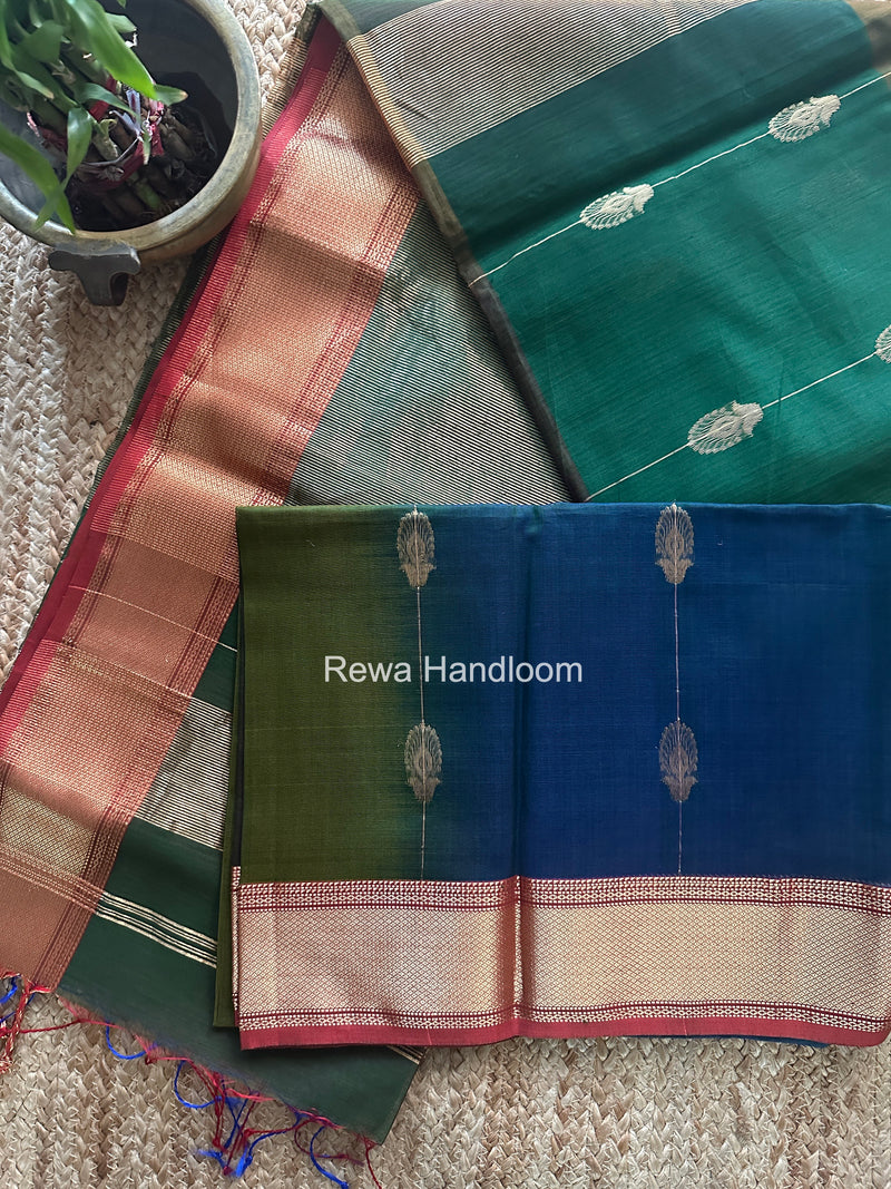 Maheshwari Green Shaded Butta Saree BLSS013