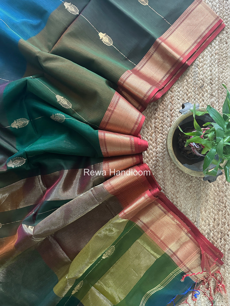 Maheshwari Green Shaded Butta Saree BLSS013