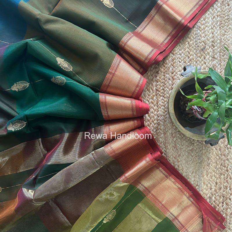 Maheshwari Green Shaded Butta Saree BLSS013