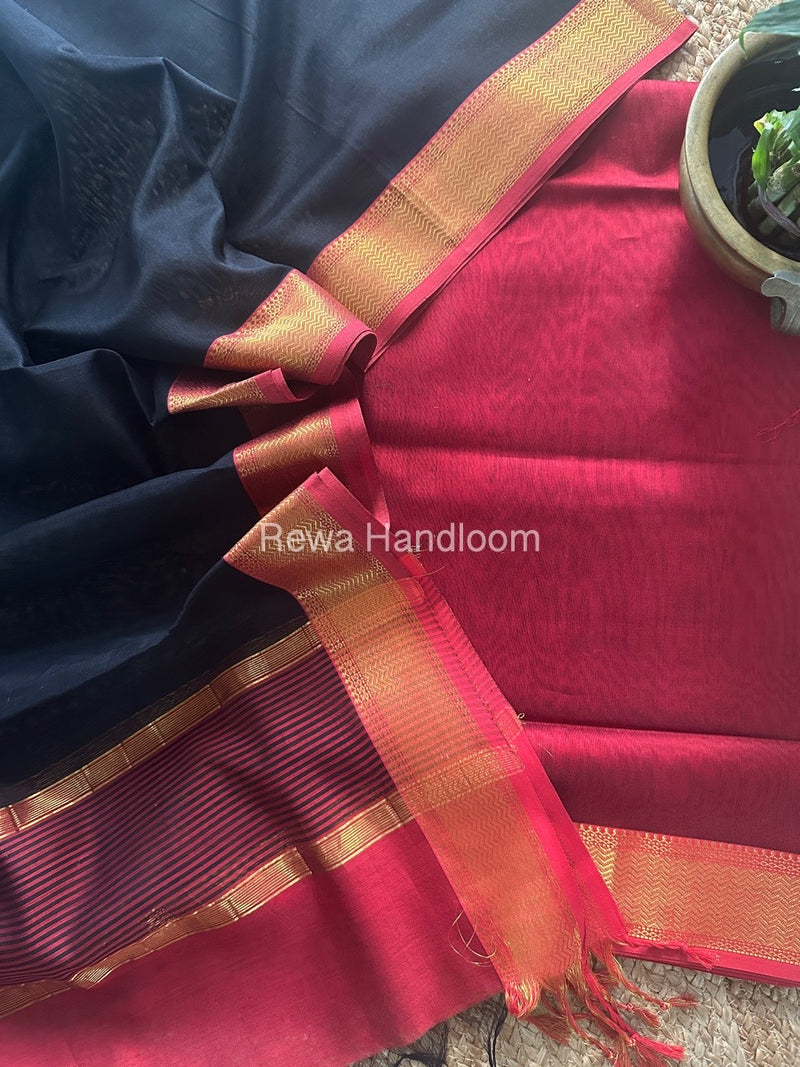 Maheshwari Zari Border Dress Material