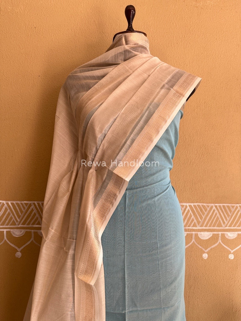Maheshwari Sky-Off White Tissue Buta Dress Material TPT058