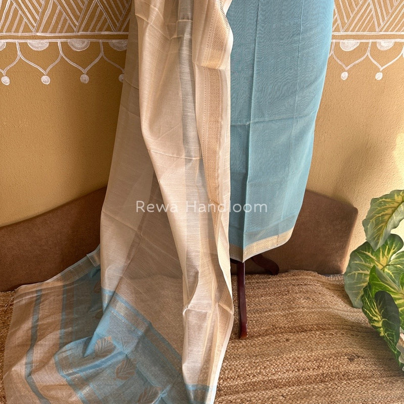 Maheshwari Sky-Off White Tissue Buta Dress Material TPT058