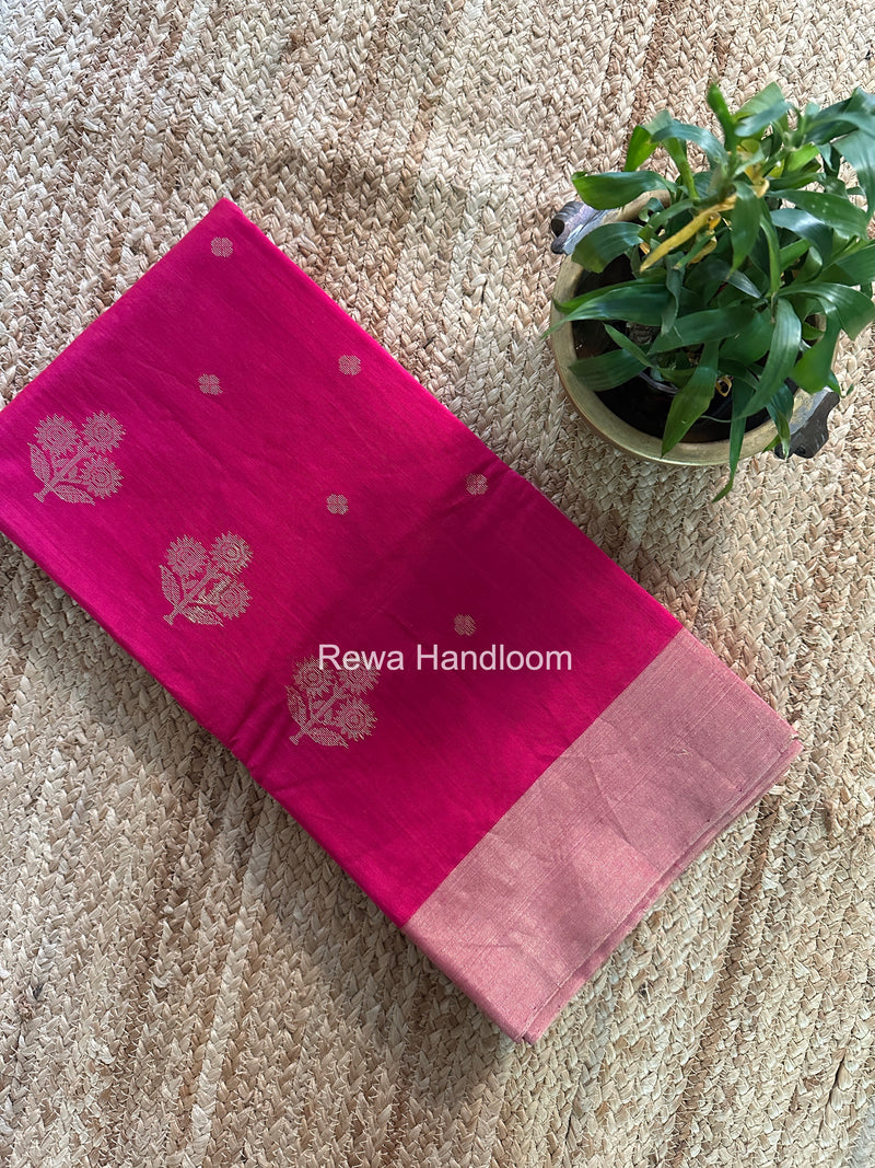 Rani Pink Chanderi Butta Silk Saree BSC031