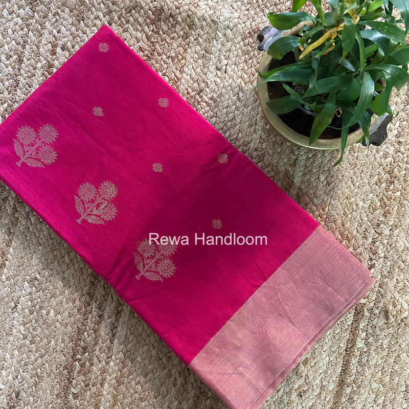 Rani Pink Chanderi Butta Silk Saree BSC031