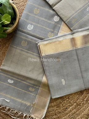 Grey Zari Butti ~ Maheshwari Saree-KJS05