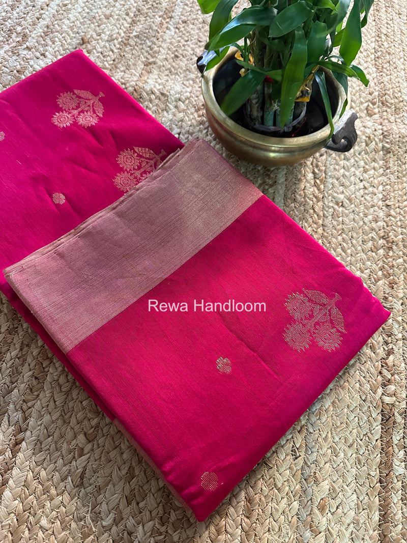 Rani Pink Chanderi Butta Silk Saree BSC031