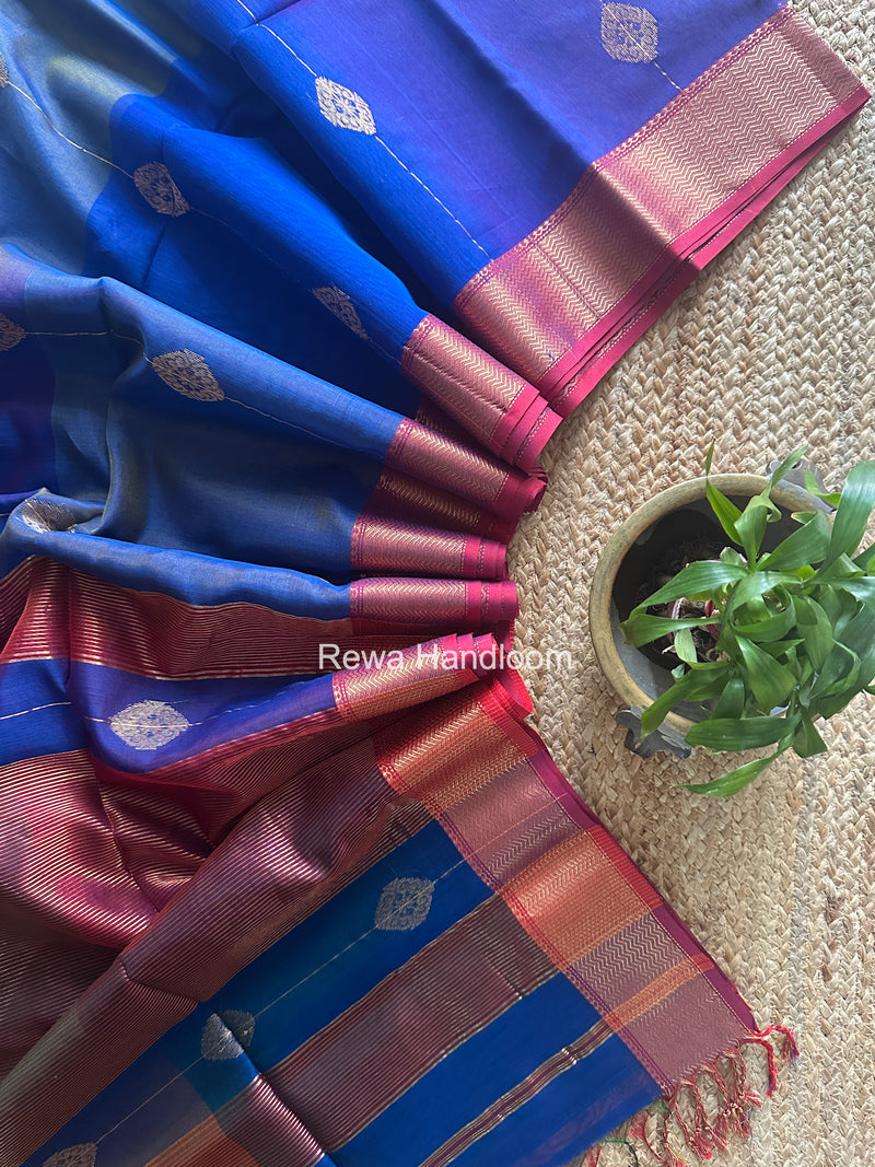 Maheshwari Blue Shaded Butta Saree BLSS027
