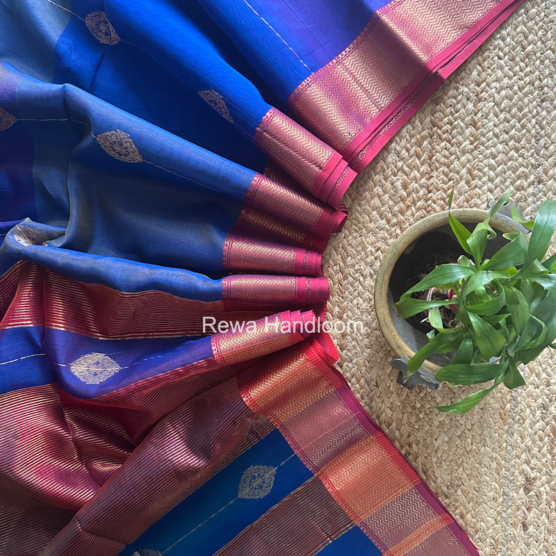 Maheshwari Blue Shaded Butta Saree BLSS027
