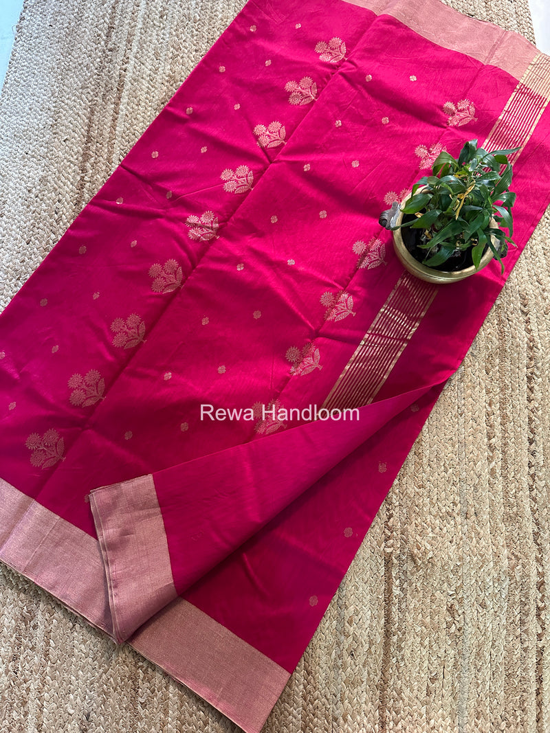 Rani Pink Chanderi Butta Silk Saree BSC031