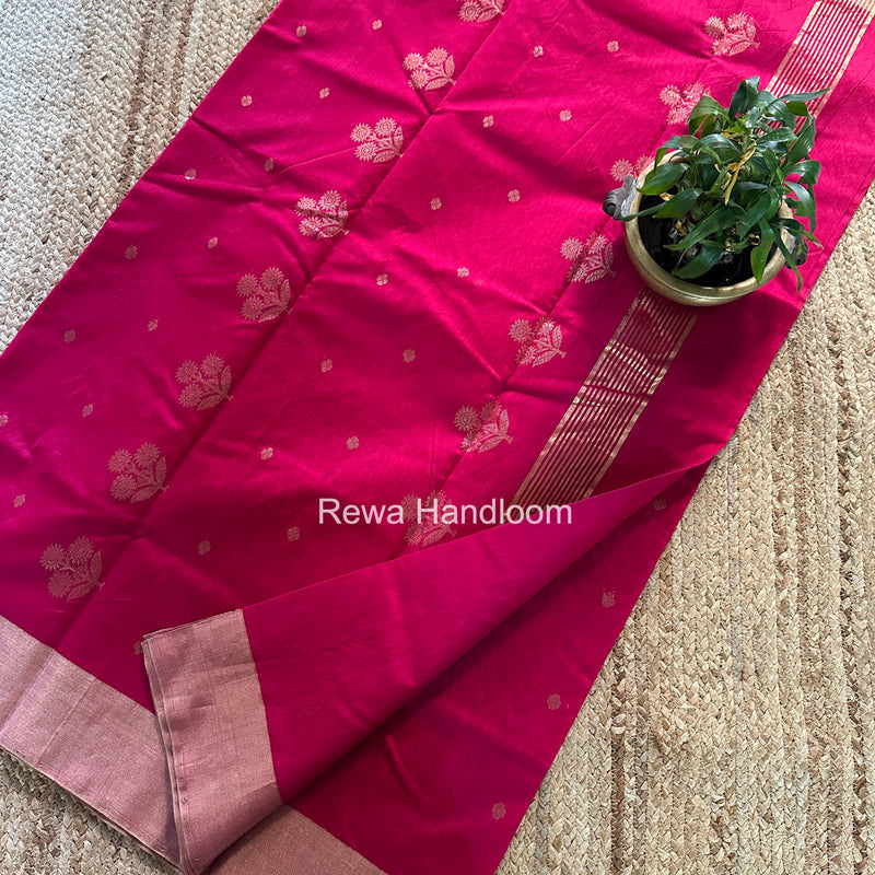 Rani Pink Chanderi Butta Silk Saree BSC031