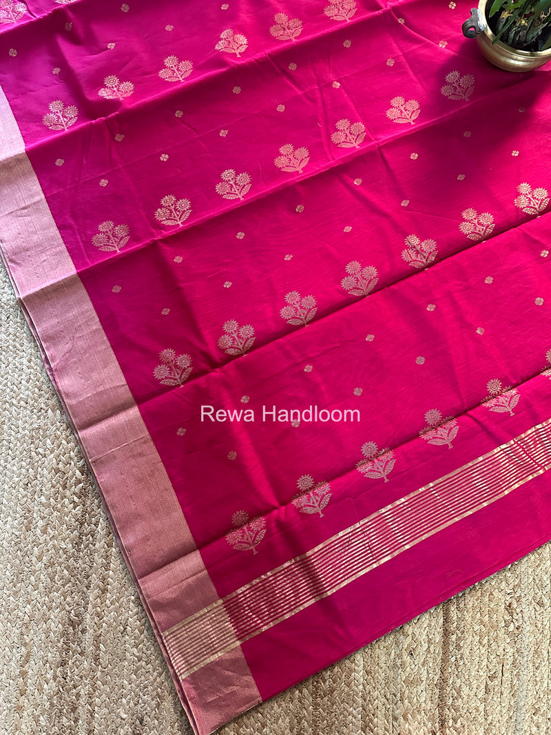 Rani Pink Chanderi Butta Silk Saree BSC031