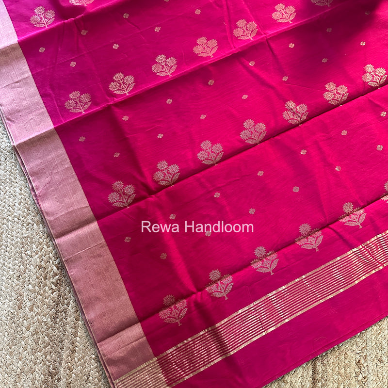 Rani Pink Chanderi Butta Silk Saree BSC031