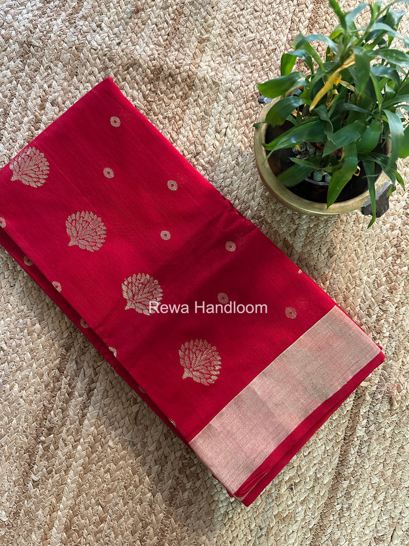 Red Chanderi Butta Silk Saree BSC030