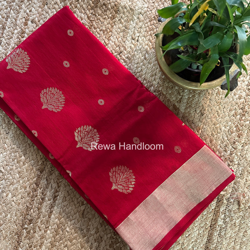 Red Chanderi Butta Silk Saree BSC030