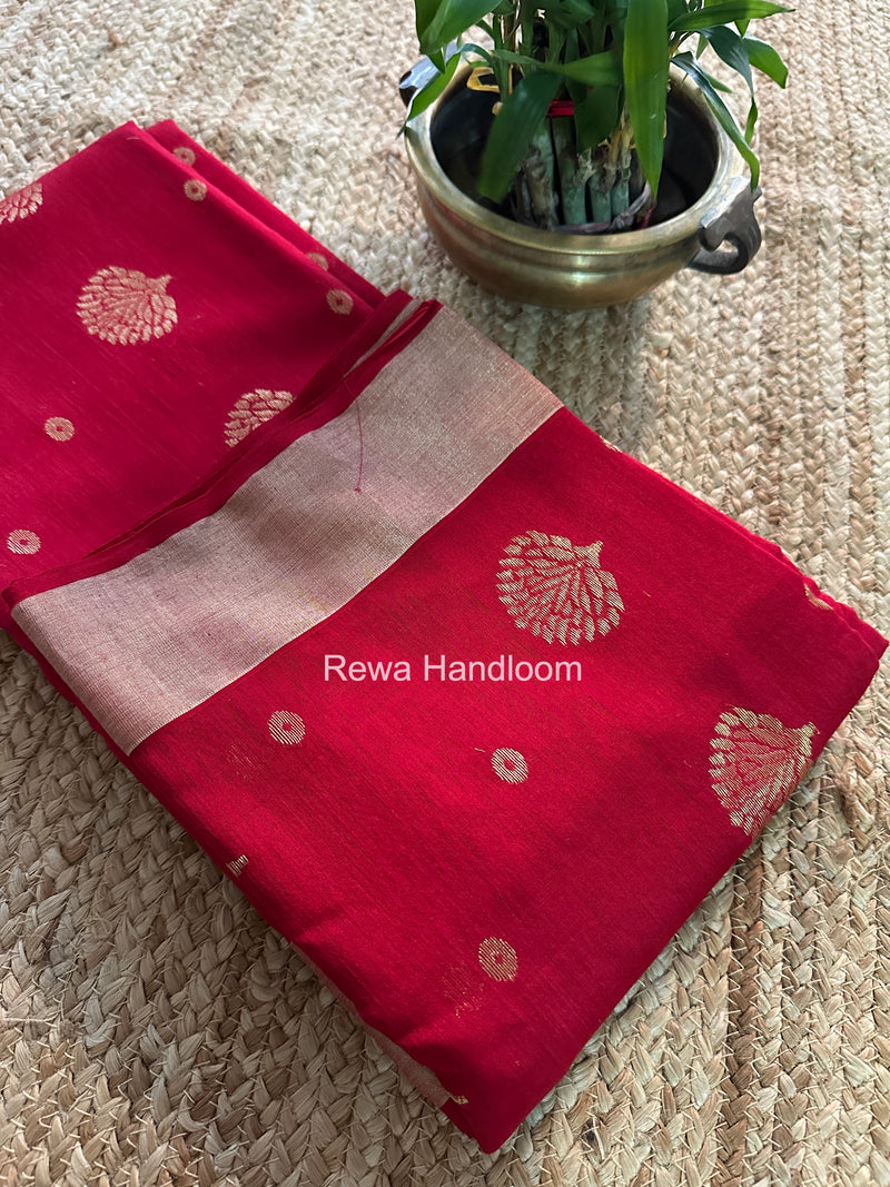 Red Chanderi Butta Silk Saree BSC030