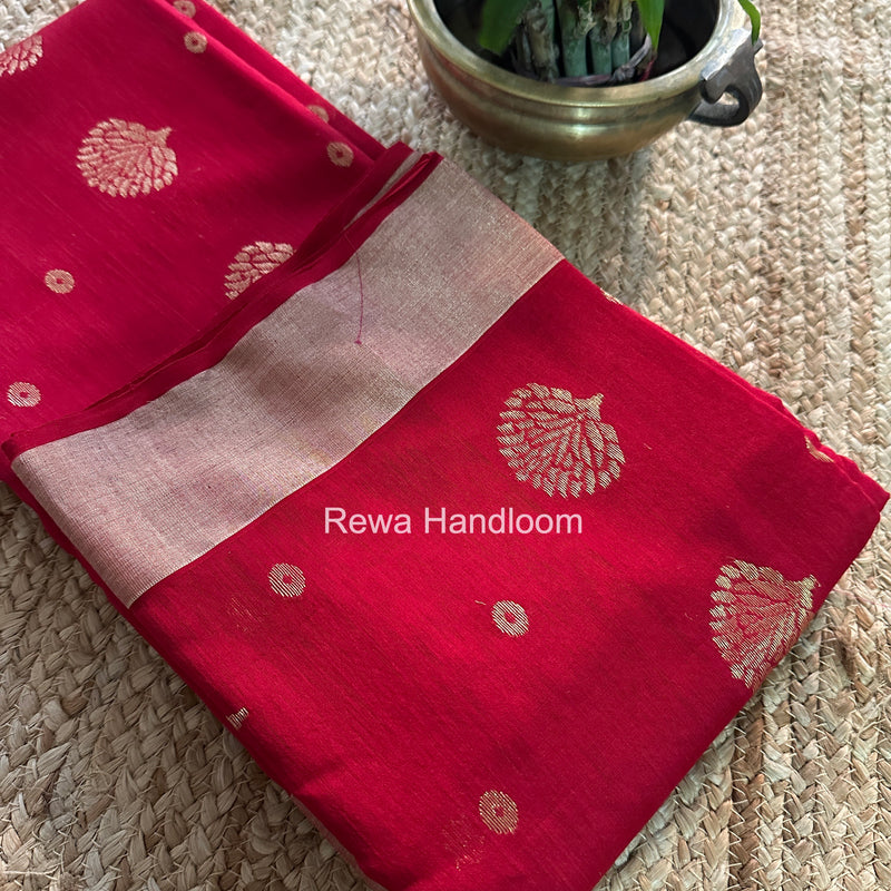 Red Chanderi Butta Silk Saree BSC030