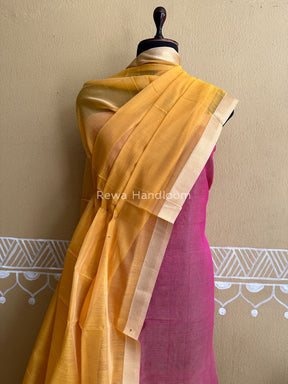 Maheshwari Pink-Golden Yellow Tissue Buta Dress Material TPT019