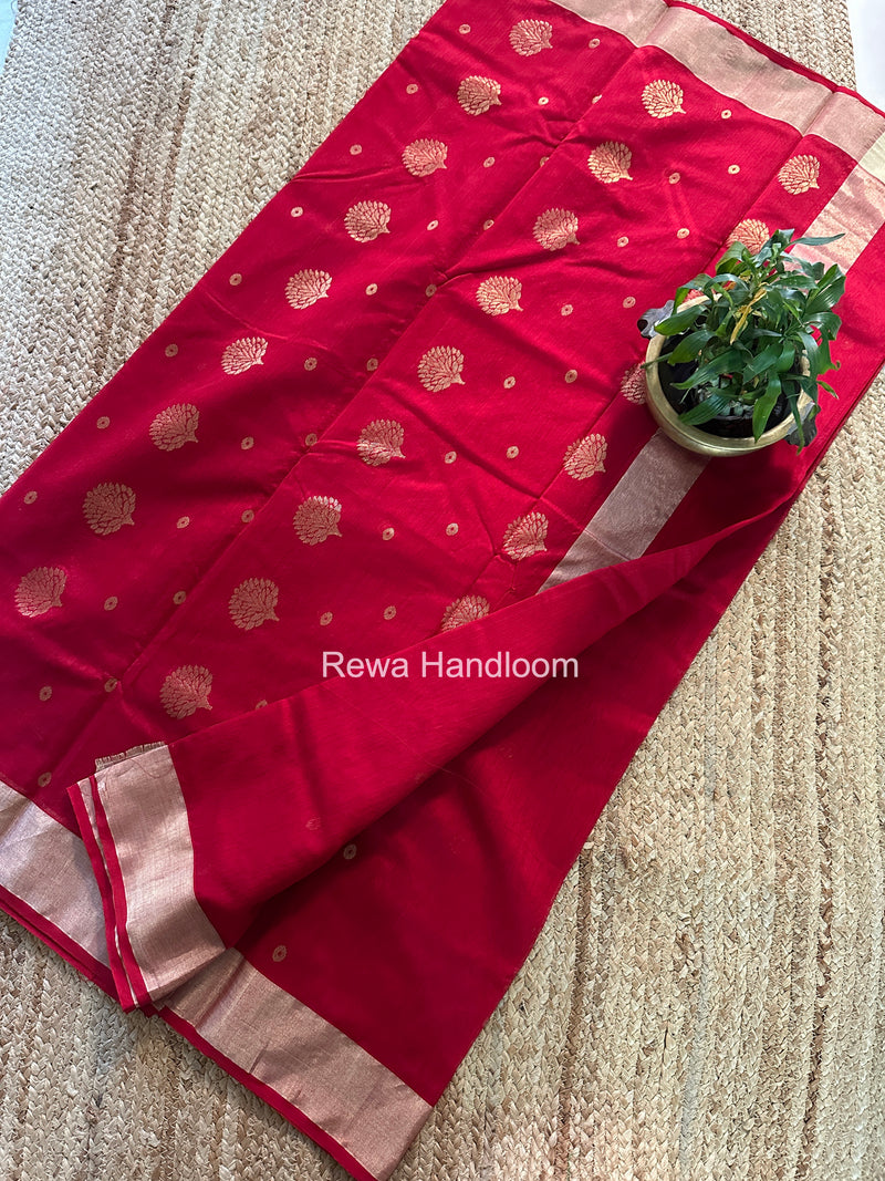 Red Chanderi Butta Silk Saree BSC030
