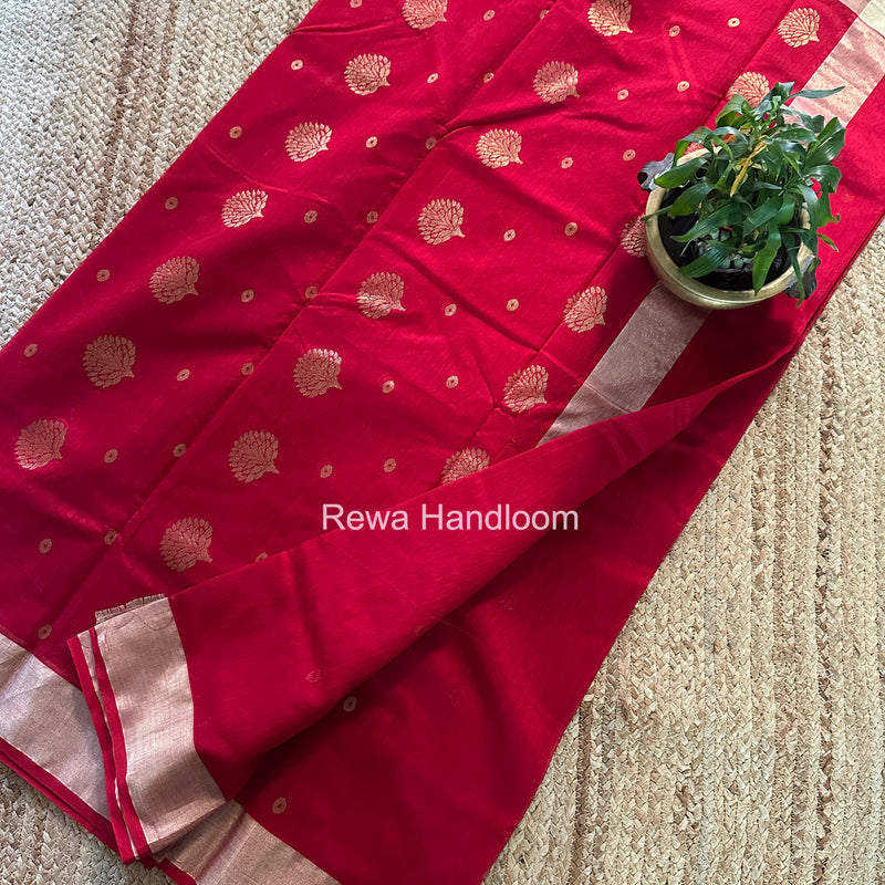 Red Chanderi Butta Silk Saree BSC030