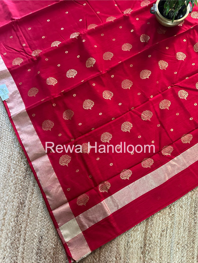 Red Chanderi Butta Silk Saree BSC030