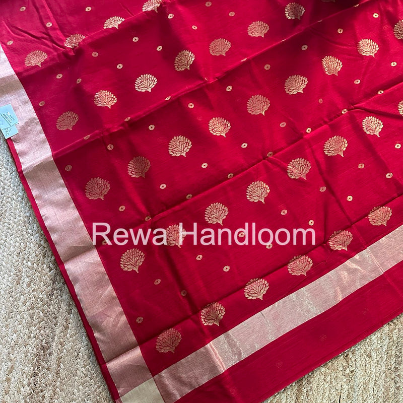 Red Chanderi Butta Silk Saree BSC030