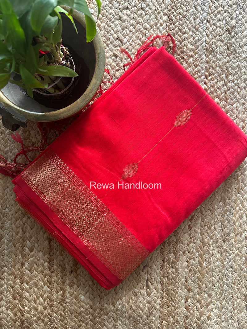 Maheshwari Carrot Red Shaded Butta Saree BLSS028