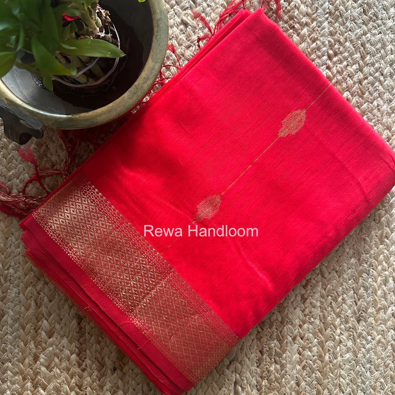 Maheshwari Carrot Red Shaded Butta Saree BLSS028
