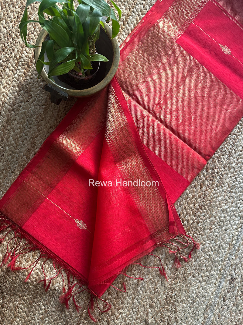 Maheshwari Carrot Red Shaded Butta Saree BLSS028