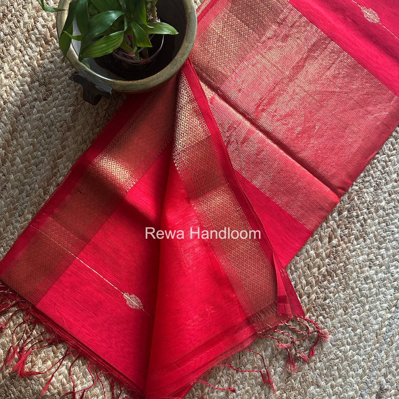 Maheshwari Carrot Red Shaded Butta Saree BLSS028
