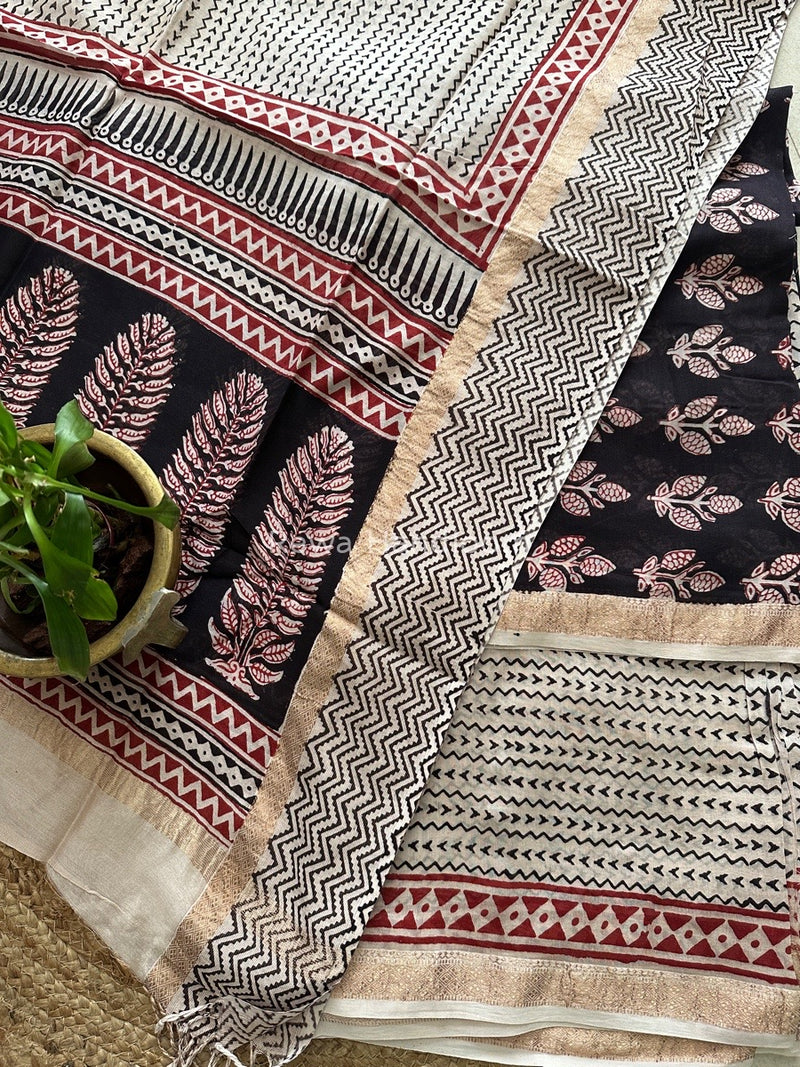 Maheshwari Black Bagh Print Suit BSP0149