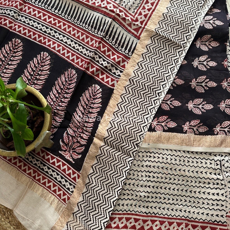 Maheshwari Black Bagh Print Suit BSP0149