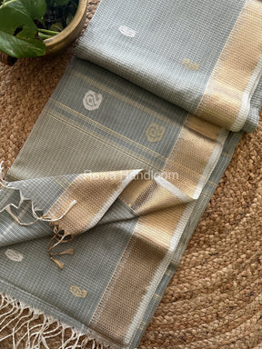 Grey Zari Butti ~ Maheshwari Saree-KJS09