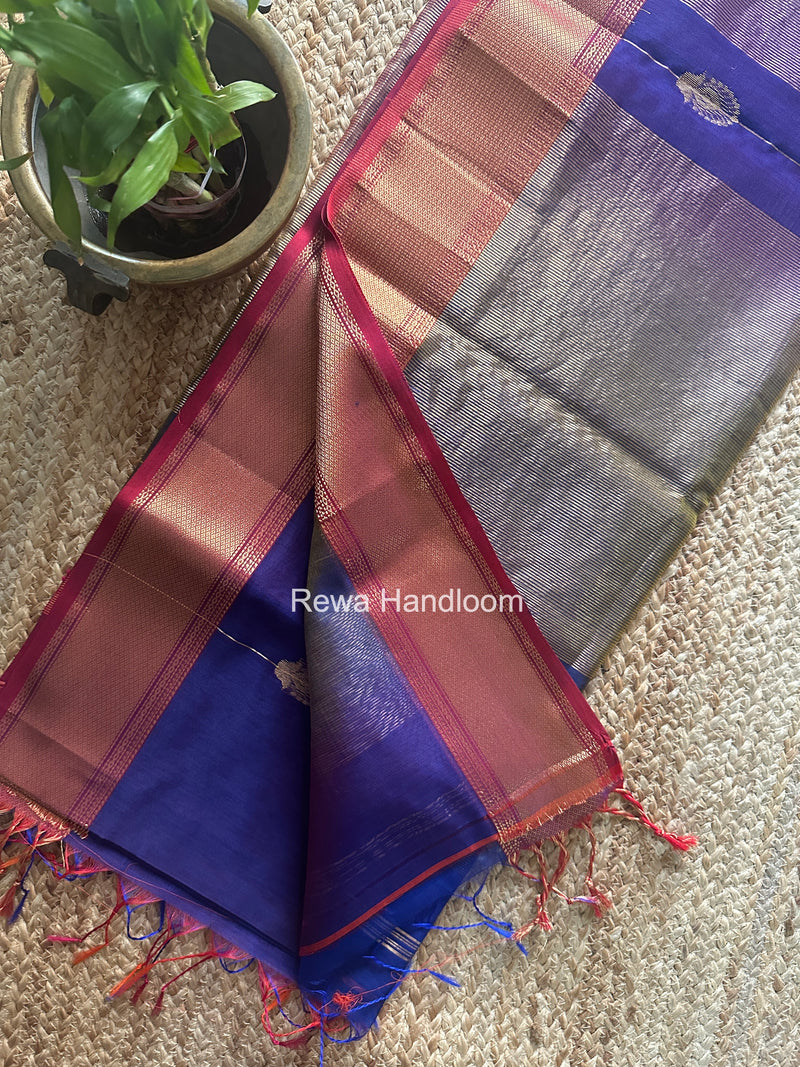 Maheshwari Blue Shaded Butta Saree BLSS02