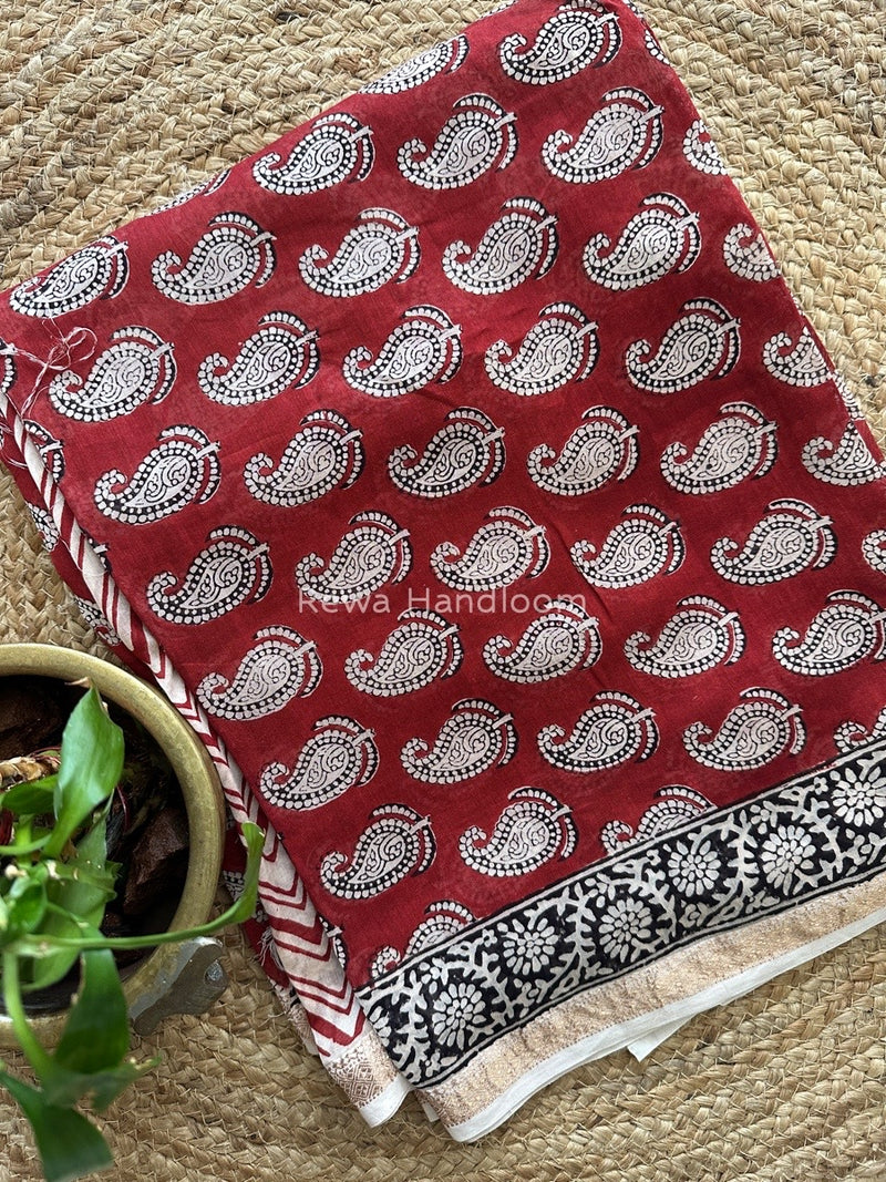 Maheshwari Red Bagh Print Suit BSP0135