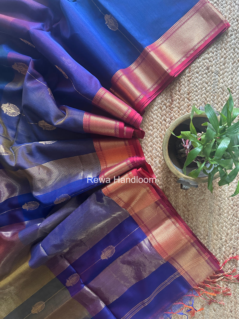 Maheshwari Blue Shaded Butta Saree BLSS02