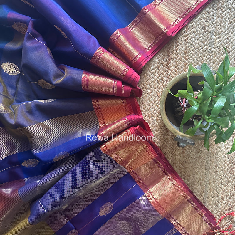Maheshwari Blue Shaded Butta Saree BLSS02