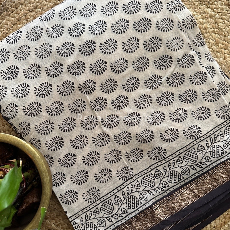 Maheshwari White Bagh Print Suit BSP0132