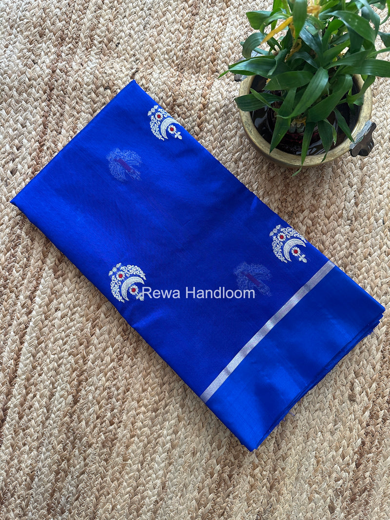 Blue Chanderi Pattu Silk Butta Saree CPBS03