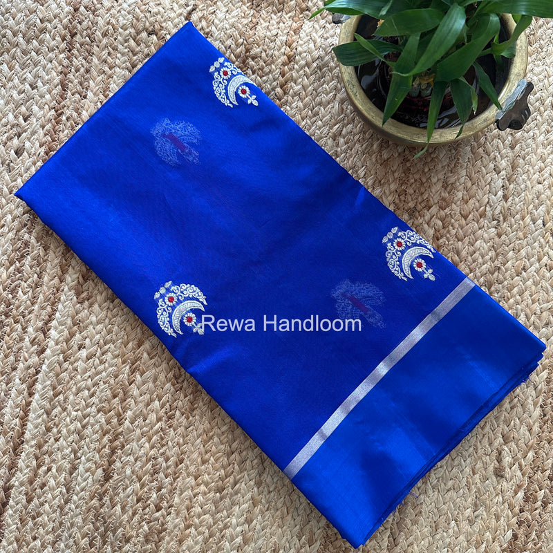 Blue Chanderi Pattu Silk Butta Saree CPBS03