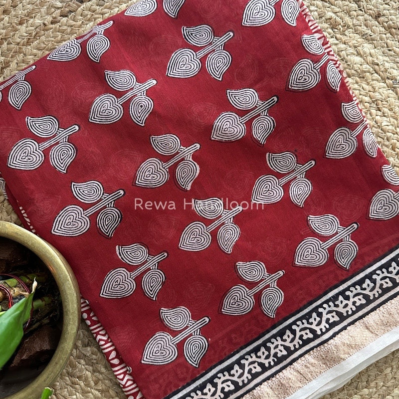 Maheshwari Maroon Bagh Print Suit BSP0138