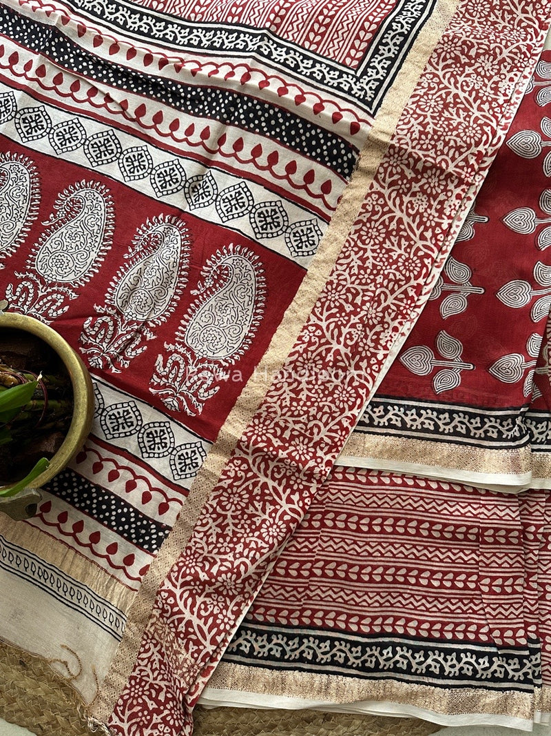 Maheshwari Maroon Bagh Print Suit BSP0138