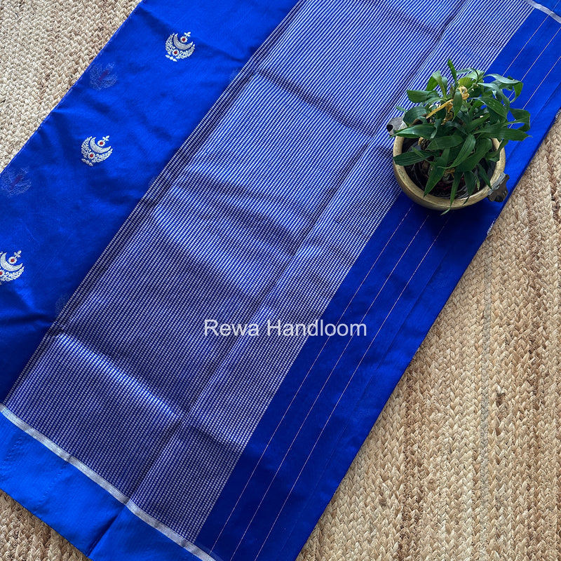 Blue Chanderi Pattu Silk Butta Saree CPBS03