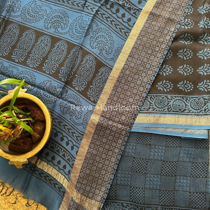 Maheshwari Black Bagh Print Suit BSP0139