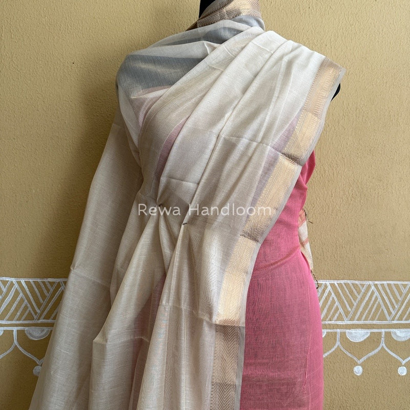 Maheshwari Baby Pink-Off White Tissue Buta Dress Material TPT059