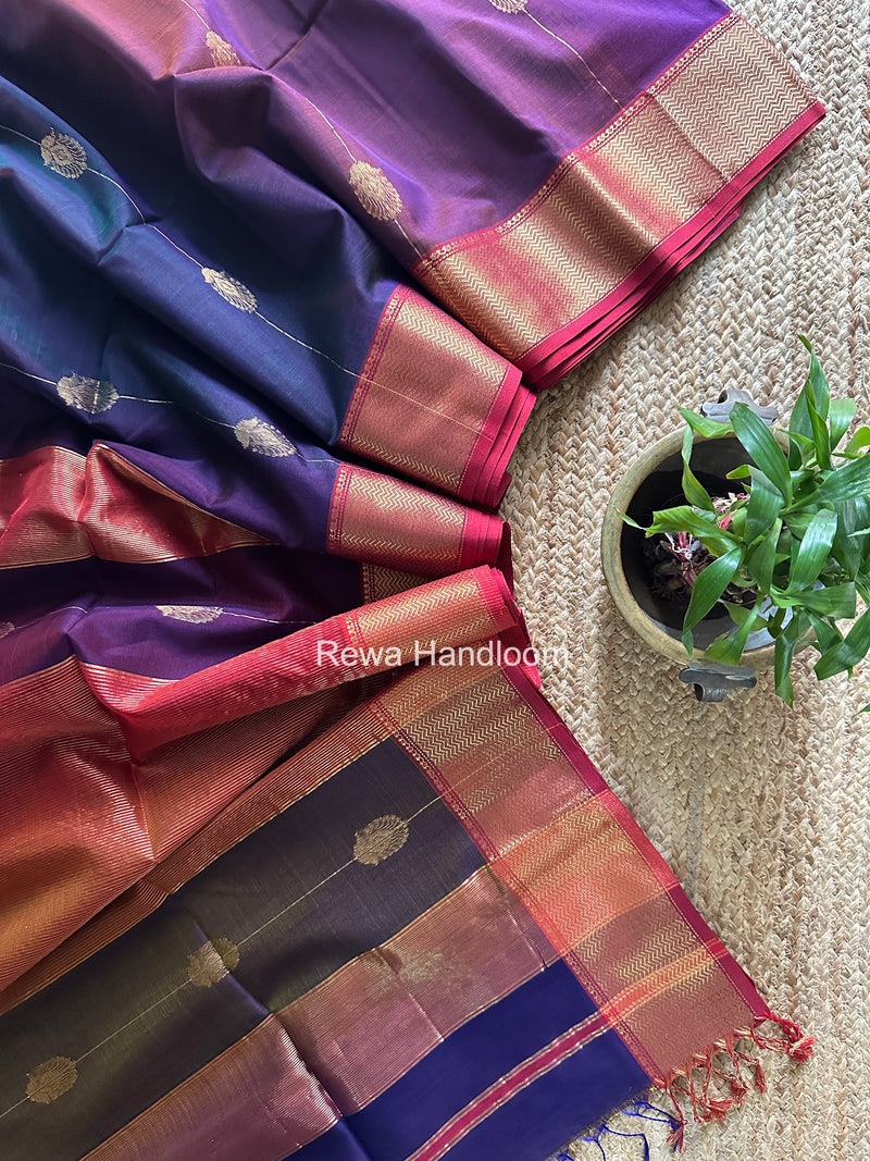Maheshwari Blue Shaded Butta Saree BLSS09