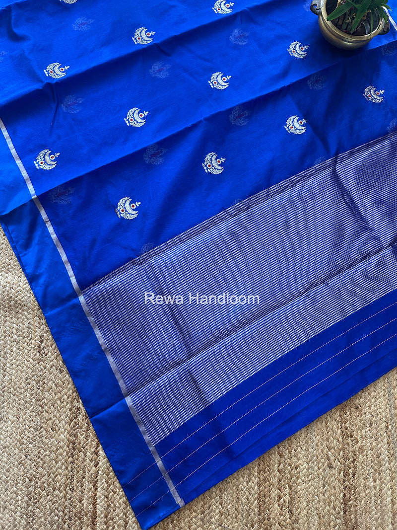 Blue Chanderi Pattu Silk Butta Saree CPBS03