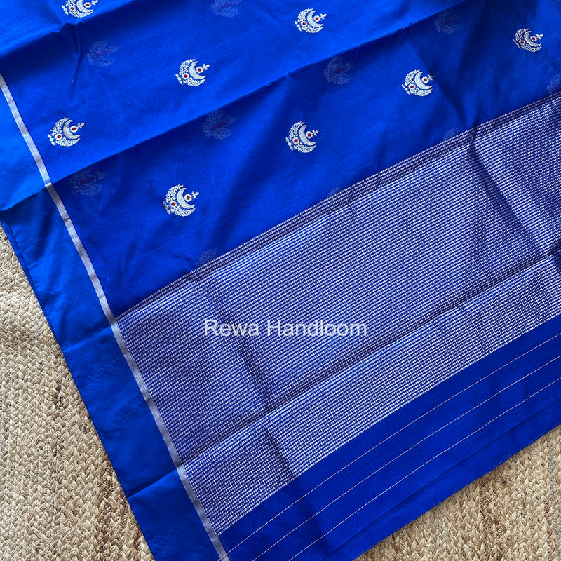 Blue Chanderi Pattu Silk Butta Saree CPBS03